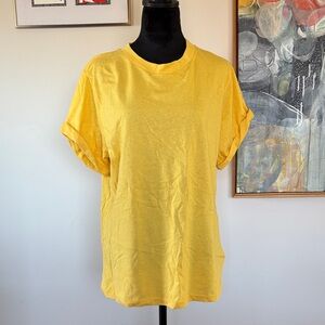 Topshop Sunny Yellow Short Sleeve Tee w cuffed sleeve